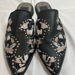 DOLCE VITA Embroidered Black Mules